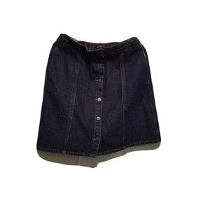 Allegra K Size L Women's Denim Skirt Button Down Blue Jean Skirt